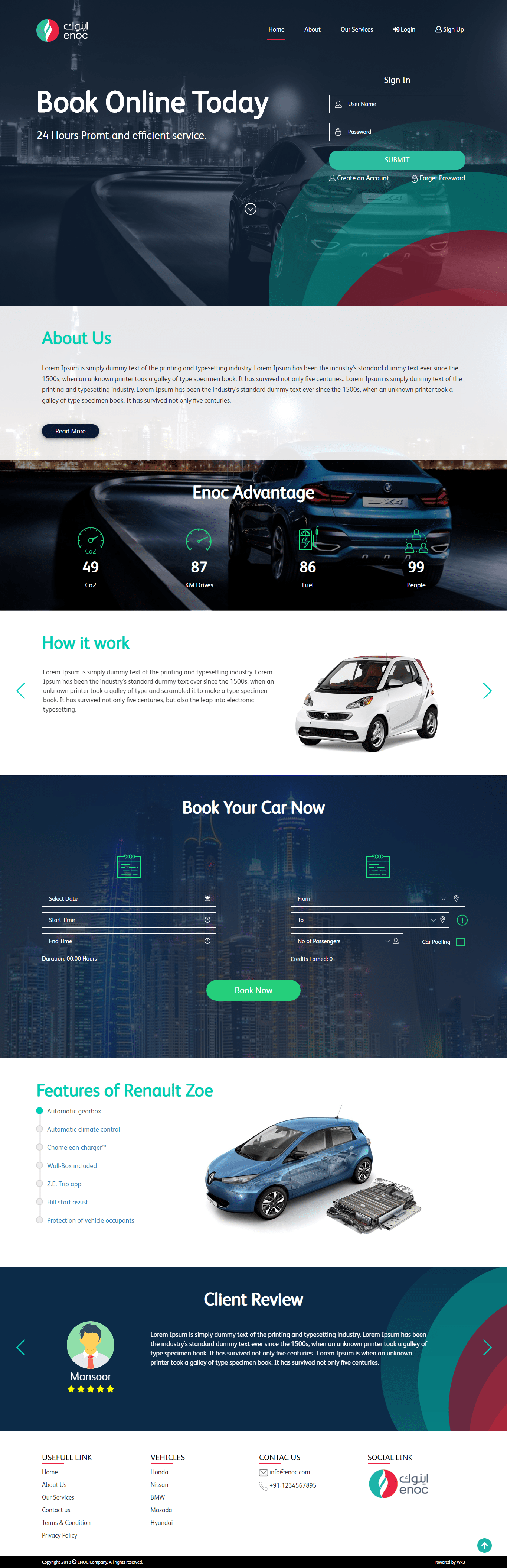 ENOC Car Booking – Car Rental & Online Booking Website Design