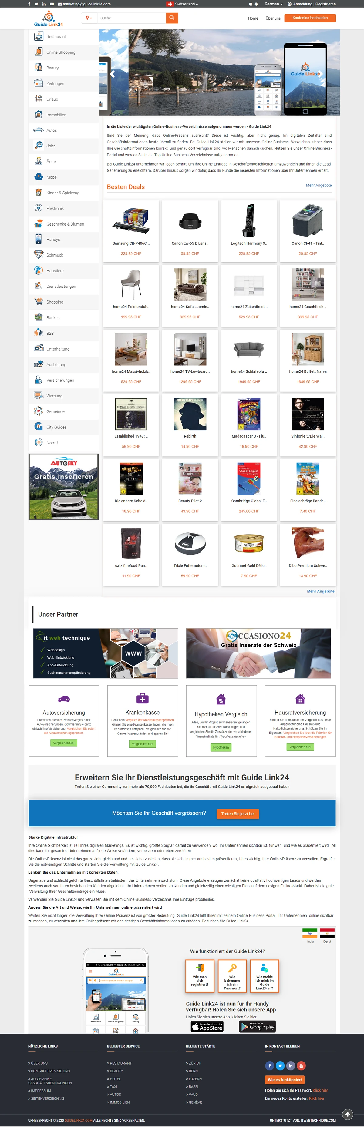Guide Link24 – Business Directory & Marketplace Website Design
